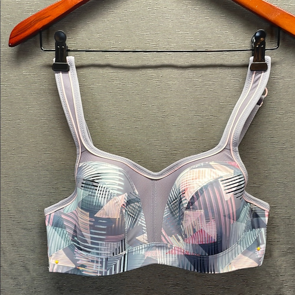 Panache Pink and Gray Structured Sport Bra